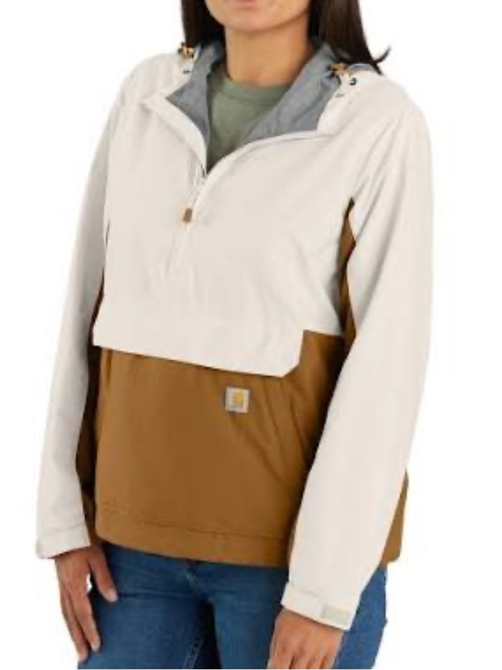 Carhartt Two-Tone Hooded Pullover Jacket in Cream & Brown